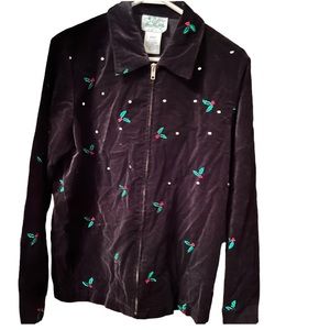 Quacker Factory Velvet Zip Jacket, black